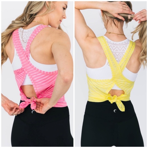 ZYIA Active Bundle (2) Nimbus Split Back Athletic Striped Tanks - Picture 1 of 11